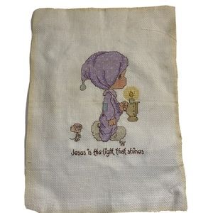 Finished handmade cross stitch Precious Moments